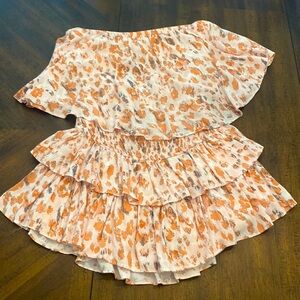 Mustard Seed size Medium strapless pink romper!!  Open back!  Layered bottom!